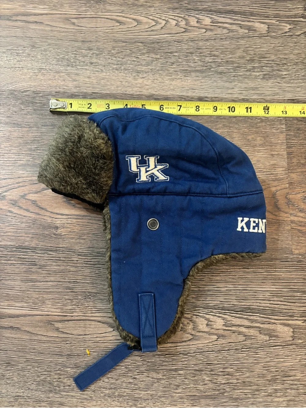 Kentucky UK Branded unisex  Blue Trapper Hat with Faux Fur Lining